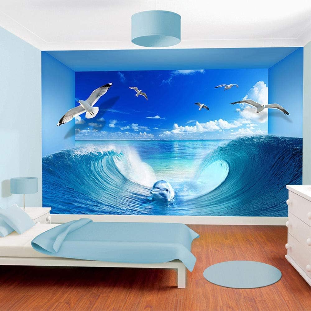 Peinture murale artistique dauphin 3D au fini mat pour salon élégant