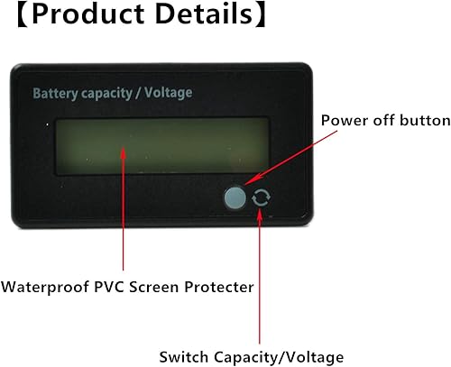 Miniatura 5 de Care Flash Alarm Green LCD Impermeable Monitor de capacidad de batería Medidor de Medidor,12V24V36V48V Indicador de estado de la batería de