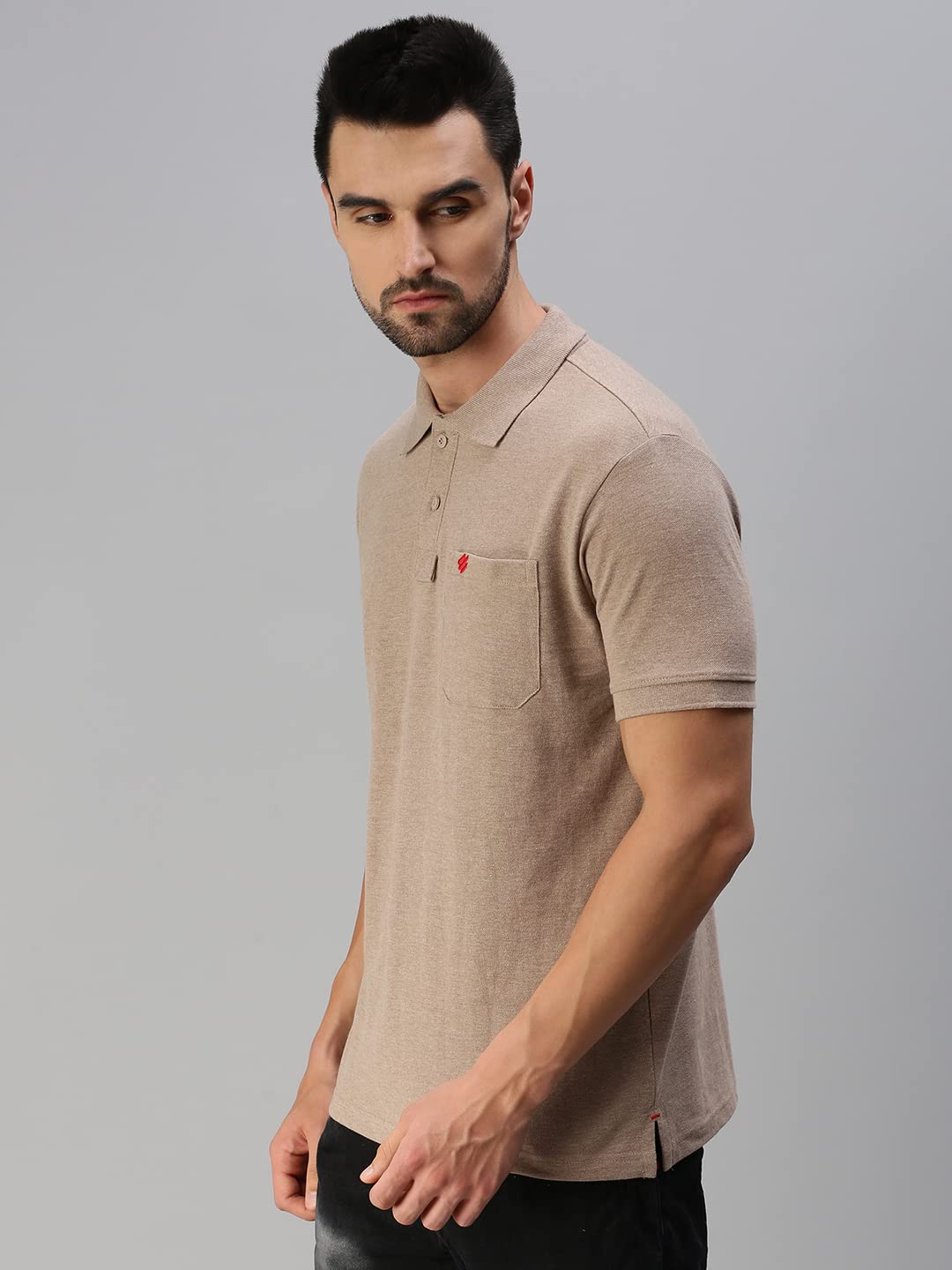 ONN Men's Solid Regular Fit Polo NC432_CML_1PC_Camel_L - Image 3 thumbnail