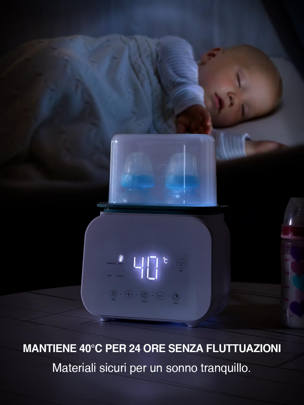 Scaldabiberon Riscaldamento rapido 10-in-1, Scaldabiberon Scaldabaschette per bambini, Scaldabiberon Elettrico Display a LED per Biberon Temperatura Scaldalatte Formula Riscaldamento Pappe Casa