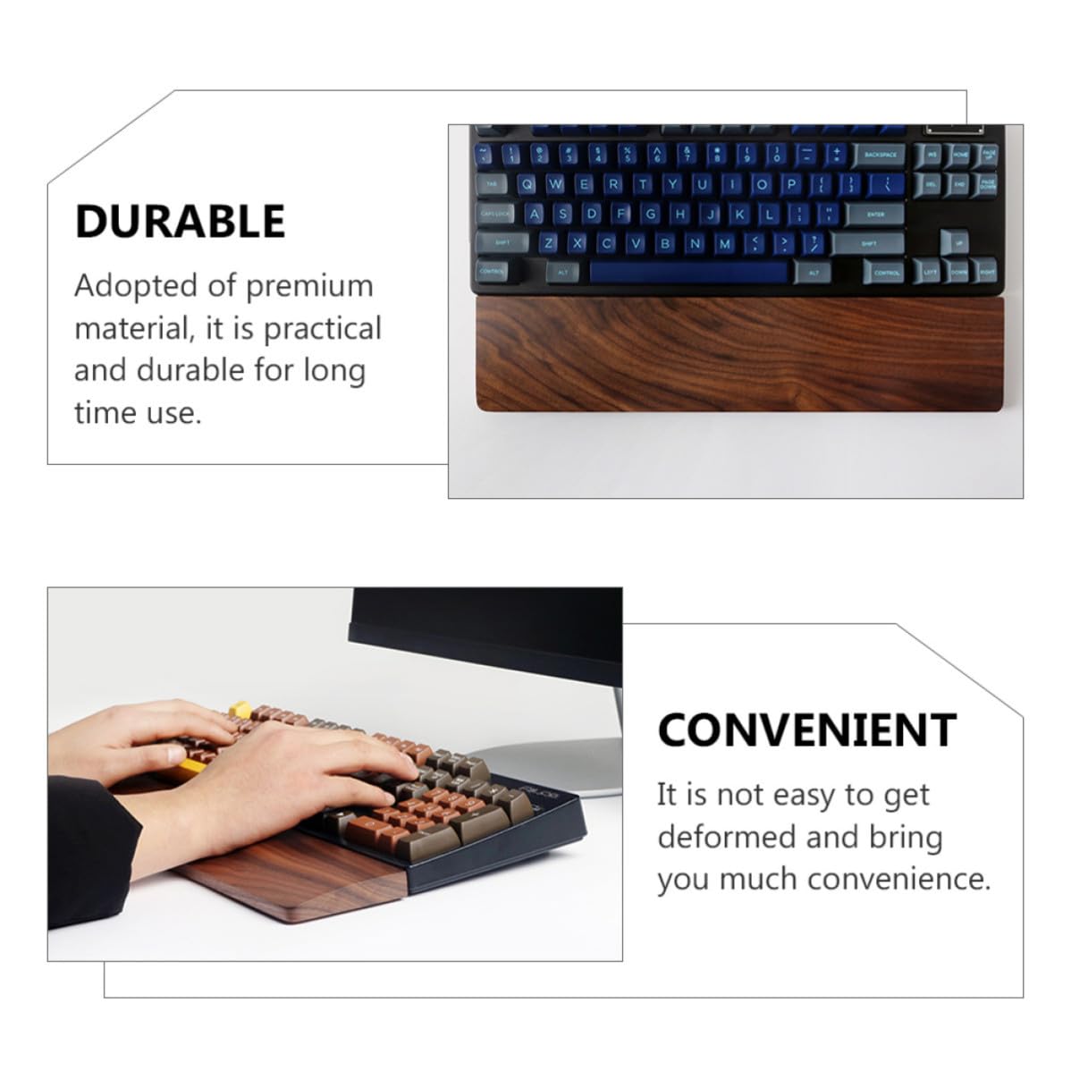 Handgelenkauflage für Tastatur 440x80mm Walnussholz