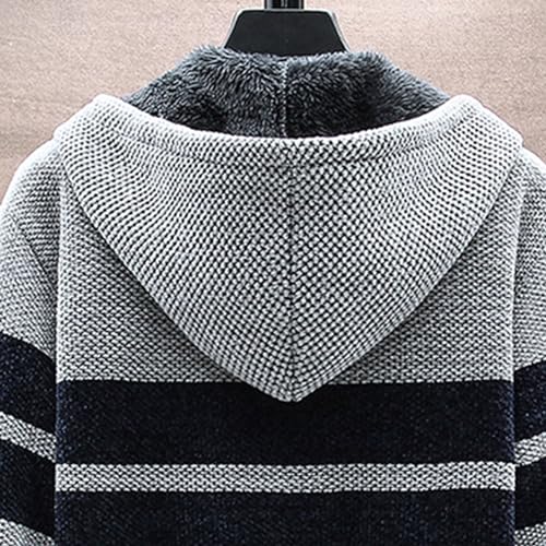 Men's Full Zippered Hooded Cardigan Warm Knit Slim Fit Casual Jacket Long Sleeve Classic Soft Hoodies Sweater4