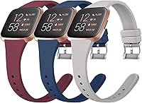 Vista 13 de Tobfit Pack 3 bandas delgadas compatibles con Fitbit Versa 2 Bands/Fitbit Versa/Fitbit Versa Lite/SE, pulsera de repuesto de silicona para hombres