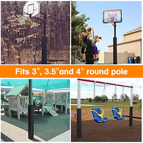 Vancl Round Basketball Pole Padding Outdoor 3-4 Inch Pole Pad Wrap Around - Waterproof Durable Basketball Pole Pads For Player Protection For Training Black/Blue Pole Pad (2" Thick Foam,72" Tall) #TOP4