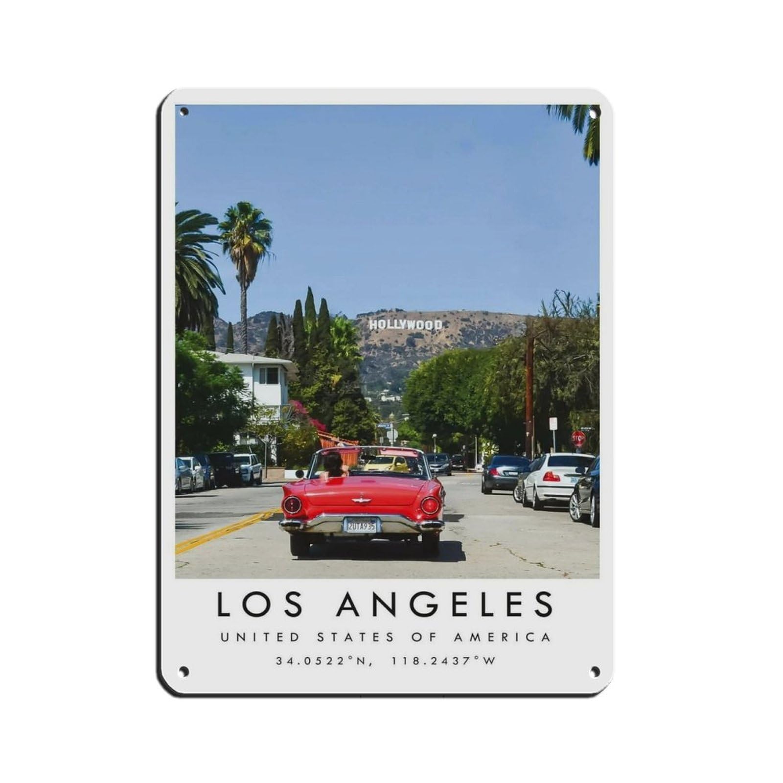 Los Angeles Travel, California Poster (2) Tin Sign Vintage Metal Pub Club Cafe Bar Home Wall Art Decoration Poster Retro 12x16inch(30x40cm)