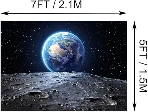 Miniatura 4 de BELECO Telón de fondo de tela de 7 x 5 pies para el espacio exterior, fondo del universo, superficie de la luna y la Tierra amueblado por la NASA