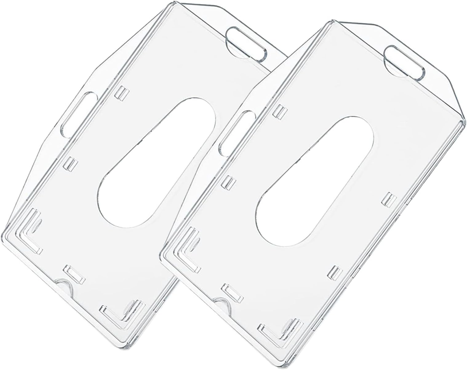 Badge Holder, 2 Pcs Transparent Badge Holder, Credit Card Holder with Thumb Slot, for ID Cards and Badges