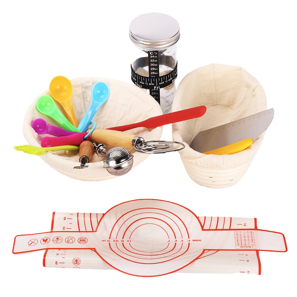 Banneton Bread Proofing Basket, Sourdough Bread Baking Supplies, 9