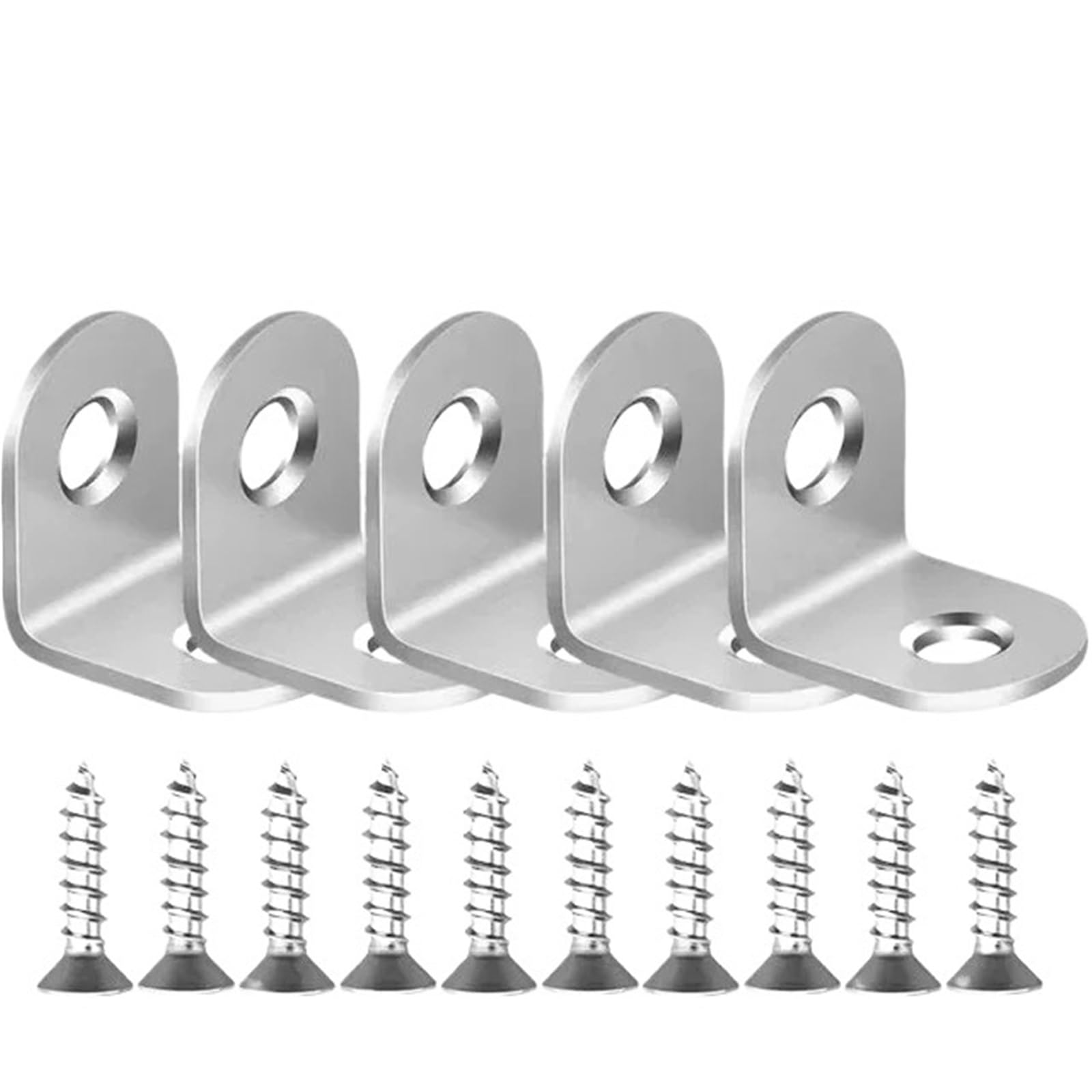 Rrypbovg 5Set-16X20mm L Brackets Stainless Steel With Screws Cabinet Corner Brace Joint Fastener Wood Screens Shelf Furniture Hardware(5Set-16X20mm)