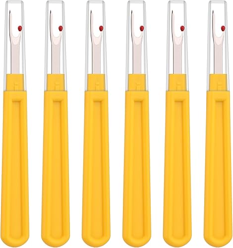 Juego de 6 piezas de desgarradores de costura, agarre ergonómico, rascador de costuras amarillas para coser manualidades y quitar dobladillos y