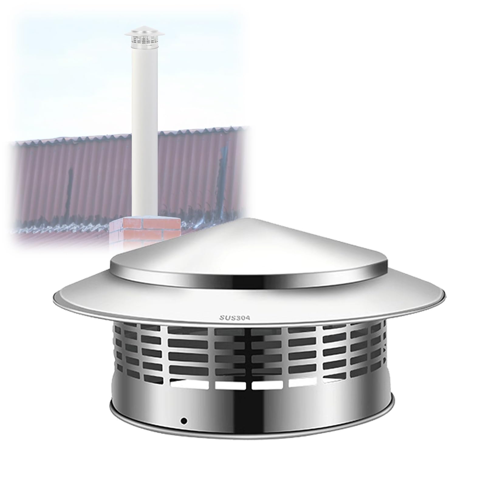 Chapeau de cheminée conique extérieur 15,2-20,3 cm en acier avec maille anti-pluie