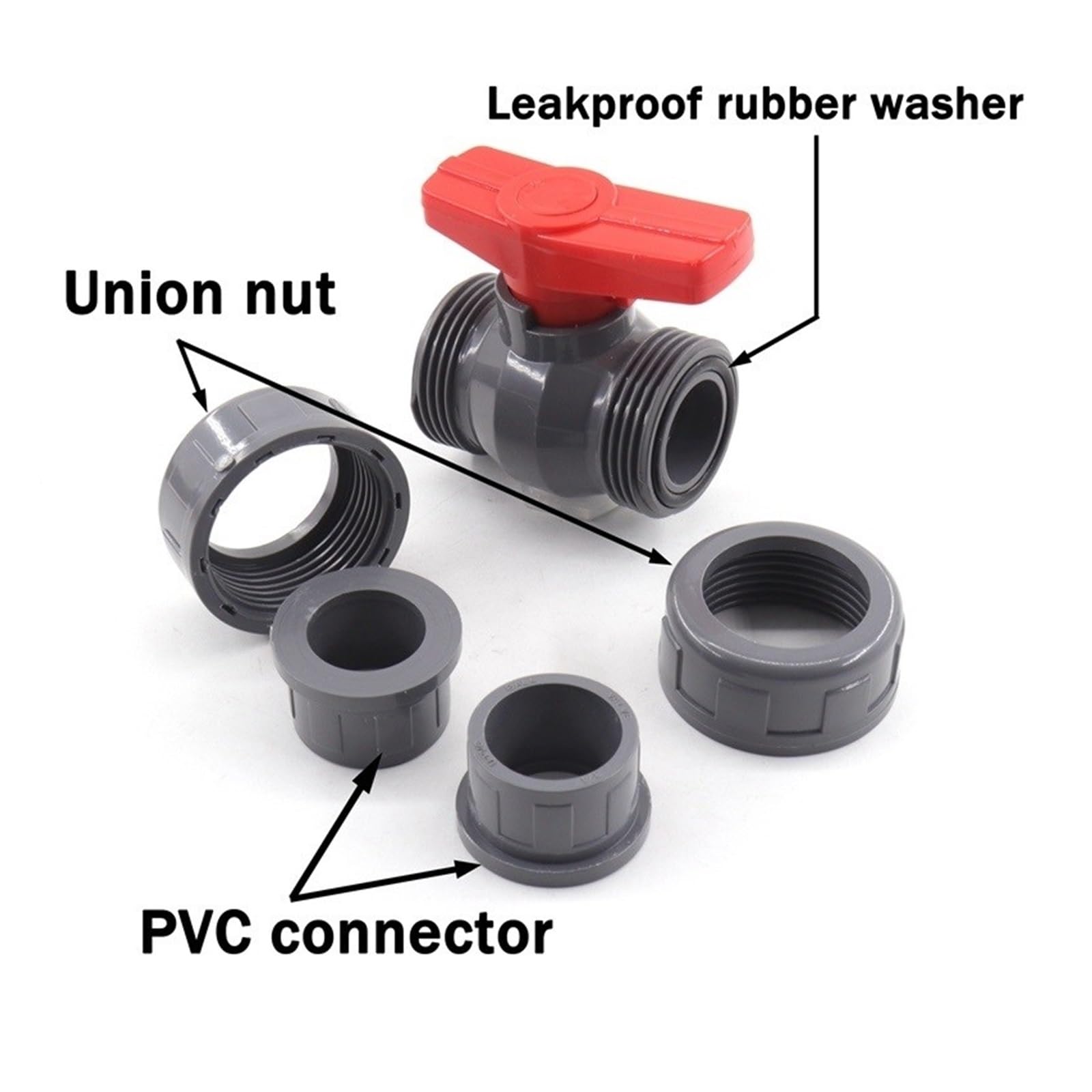CHATROOM 1~5 Stück 20~50 mm PVC-Rohr-Kugelhahn Gartenbewässerung Wasserrohrverbinder Armaturen Aquarium Fisch Tank Rohrverbindung Absperrventil(5pcs,Inner Dia 40mm)