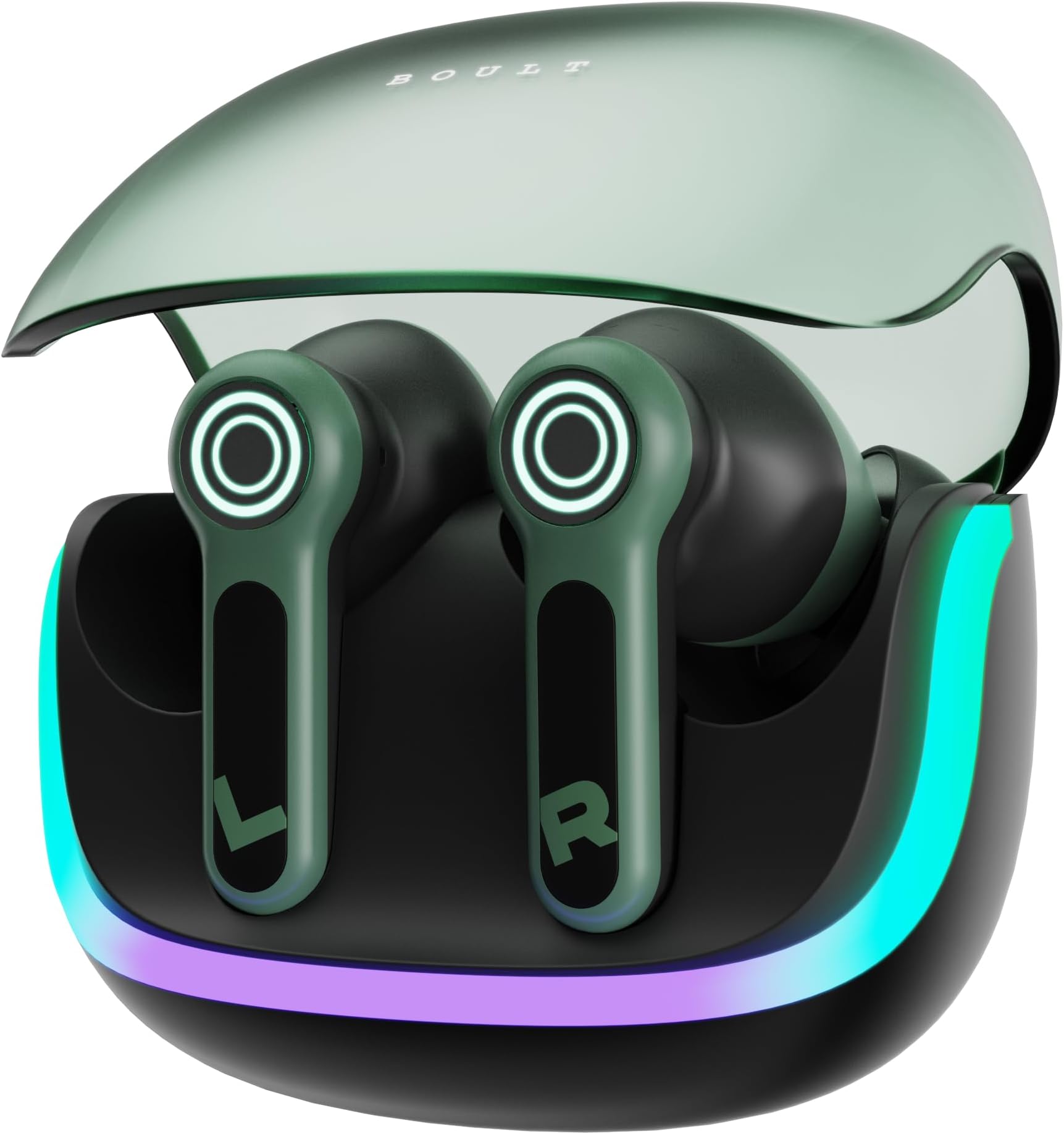 Boult Audio Z40 Gaming in Ear Earbuds with 60H Playtime, Dual Device Pairing, Built-in App Support, 40ms Ultra Low Latency, Quad Mic ENC, RGB LEDs, Bluetooth 5.4, IPX5 Ear buds TWS (Black Moss)