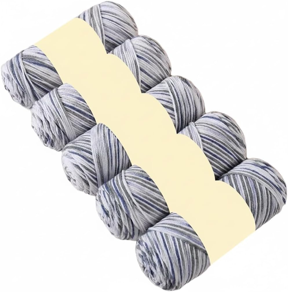 5 Rolls 100g 5-Ply Space Dyed Acrylic Blend Yarn for Crocheting Craft Cord 150m(01)