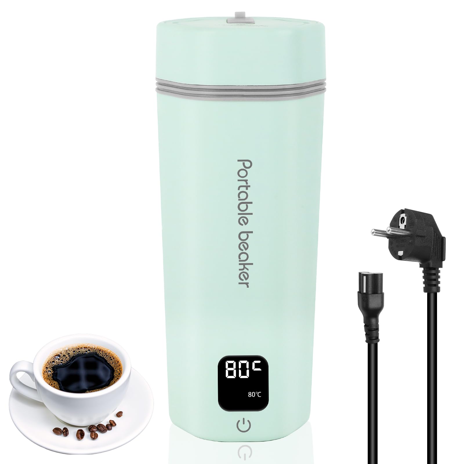Pequeño Hervidor de Agua Portátil, 450ML Hervidor Agua Electrico Pequeño 6-Temperaturas, Calentador de Agua Portatil,Hervidor de Viaje 5 Minutos de Ebullición Rápida Hervidor