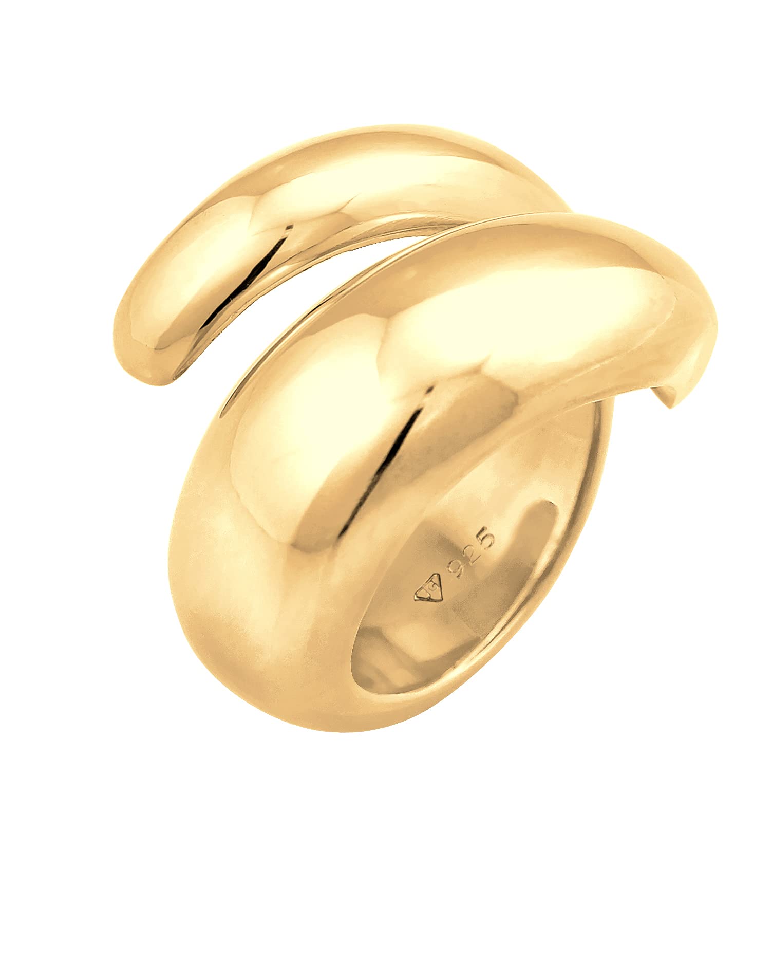 Nenalina Ring Silber 925 Damen vergoldet Silberring Damenring polierte | Oberfläche Gold Wickelring 54 - 60