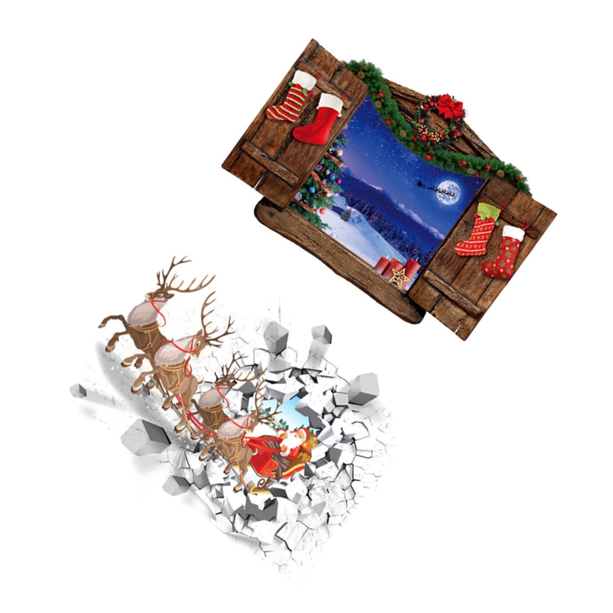 HOMSFOU 6 Pz Decalcomania Della Parete Di Natale 3d Adesivi Per Finestre Natalizie Arredamento Della Camera Dei Bambini Adesivo Per Finestra Con Scene Di Natale Adesivi Natalizi Decorare