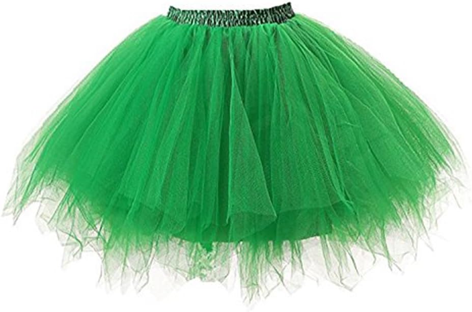 80s Adult Neon Tutu Skirt Petticoat Fancy Dress 1980s Costume Accessories Pink Red Multiple Color Tutu for Women Girls, Green(Size: average)
