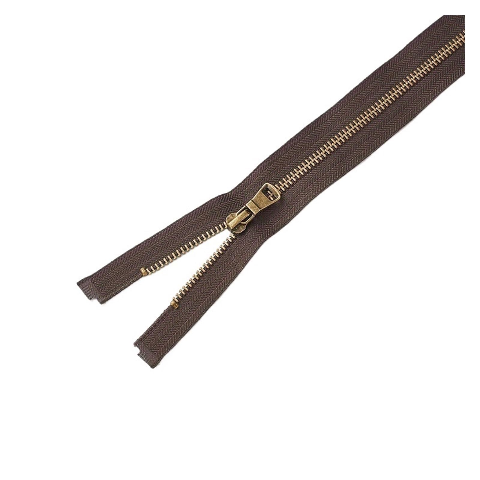 Duty Single Slider Metal Zip 5 Bronze Teeth 3pcs Multicolor 40-80cm(Coffee,70CM-3PCS)