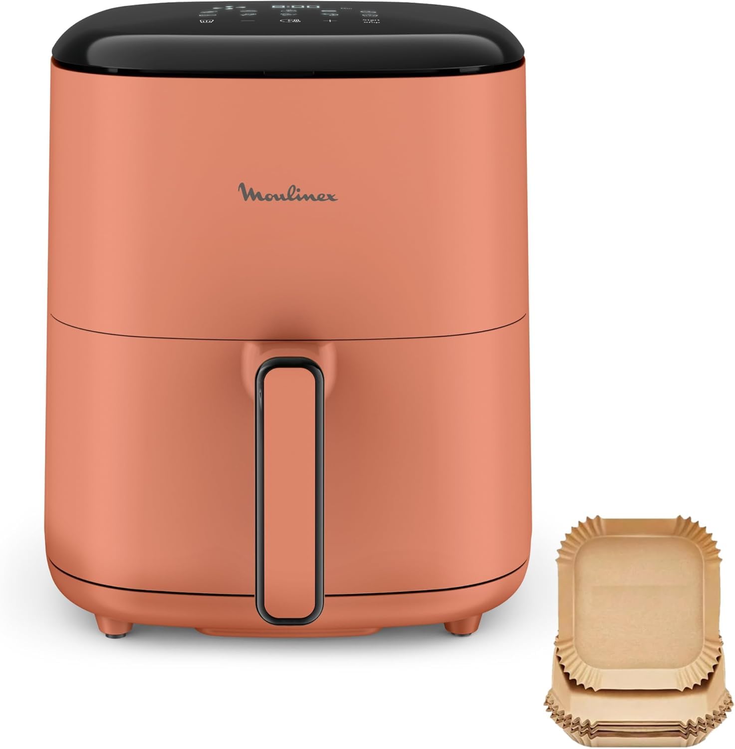 Moulinex Easy Fry POP TERRACOTTA 5L, freidora de aire, hasta 6 personas, 10 programas intuitivos, pantalla táctil digital, ahorro de tiempo y energía, EZ245TF0