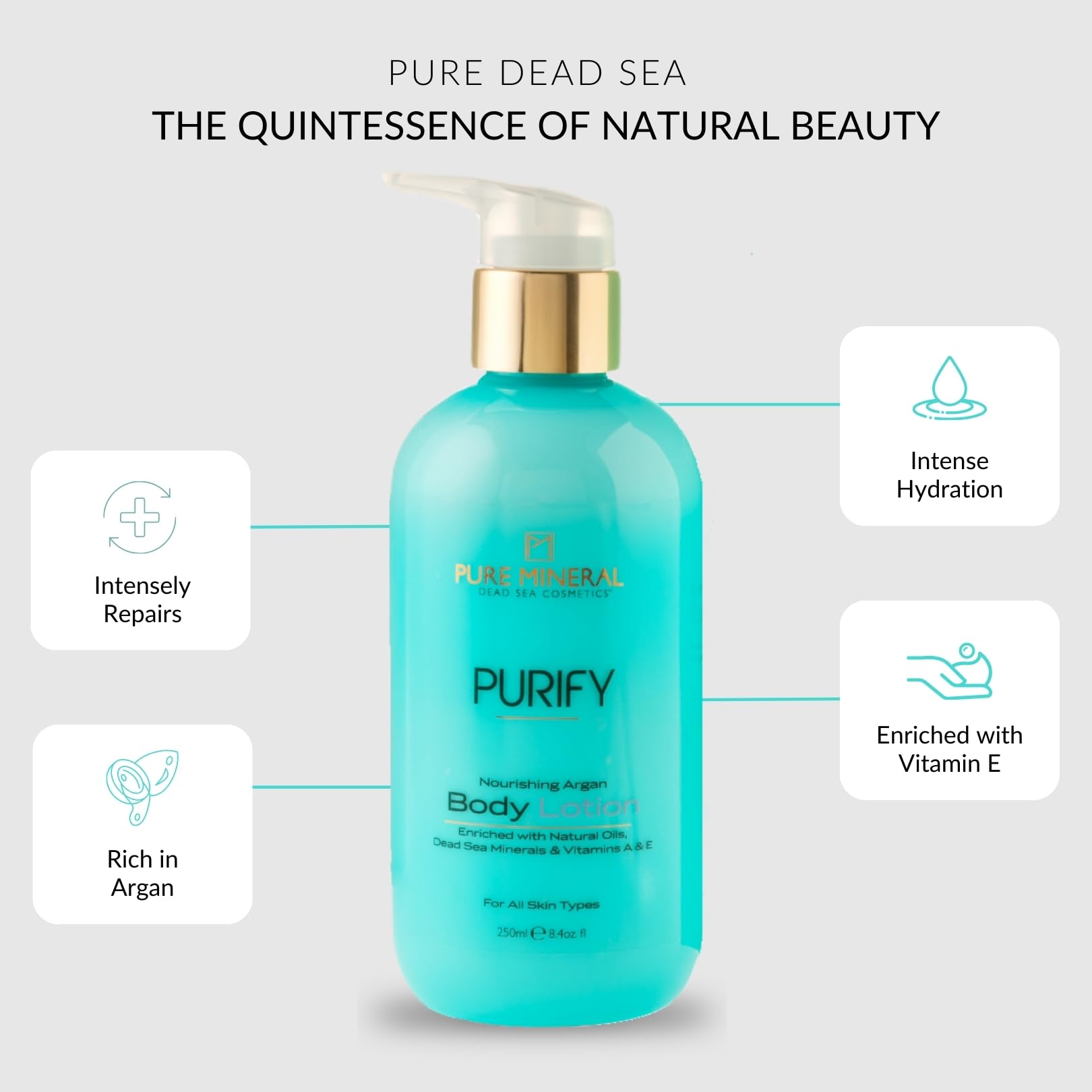 Pure Mineral, Nourishing Body Lotion with Argan Oil, Hydration & Revitalization, All Skin Types, Silicone-Free, Sulfate-Free - Image 2