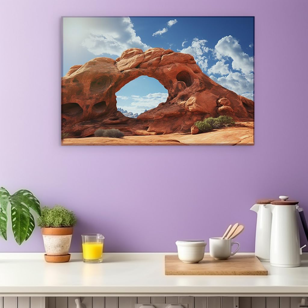 Canvas for Living room. Desert Majesty: Inside the Heart of the Red Rock Window, 27 x 18 inch Canvas Wall Art - Contemporary Masterpieces - Modern Home Decor