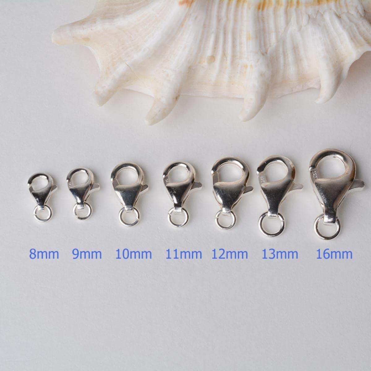 kółka do łańcuszków, łączniki Solidne zapięcie typu Lobster Claw ze srebra próby 925, zapięcie zatrzaskowe z 10 otwartymi kółkami (Size : 10mm)