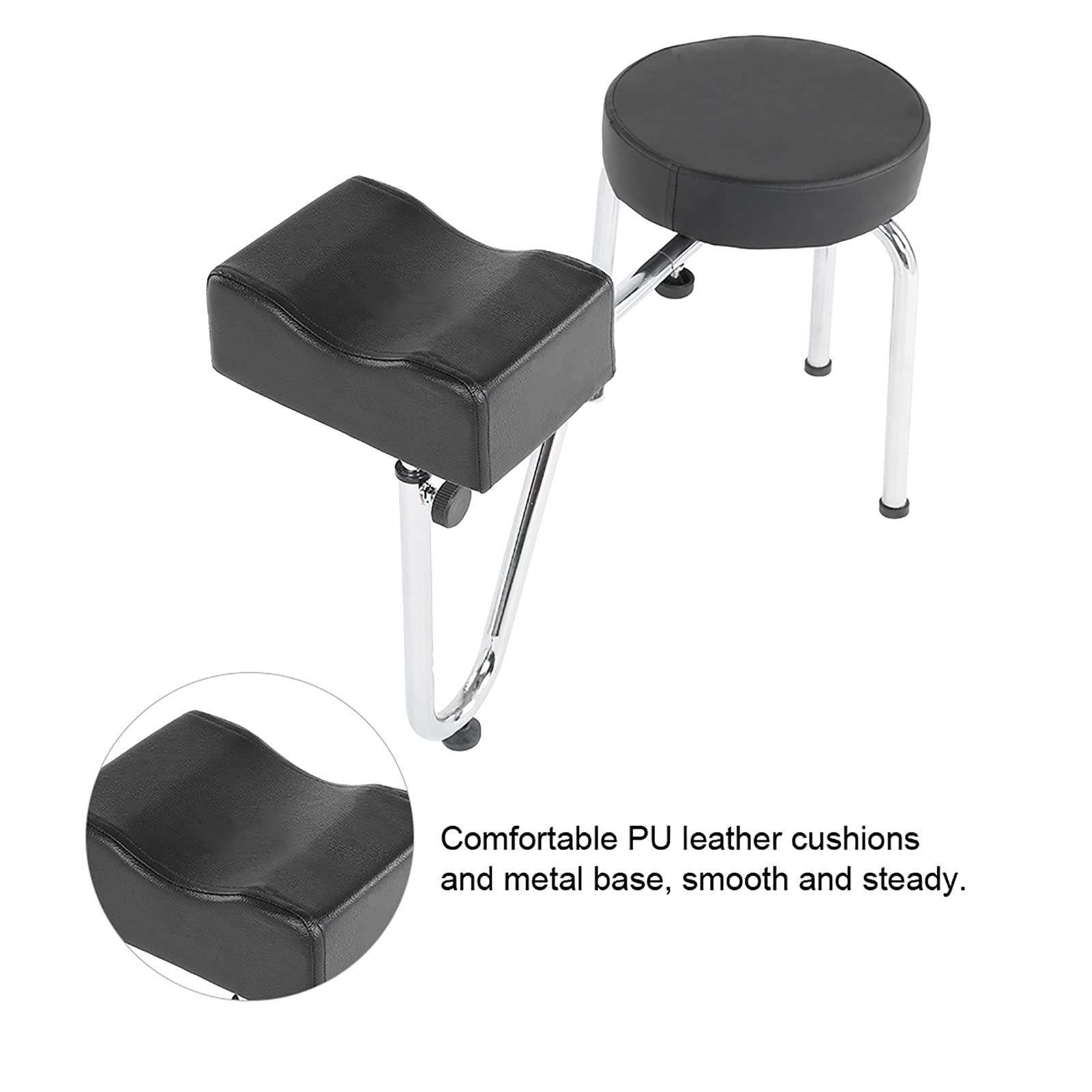 Poggiapiedi Regolabile per Braccioli per Tatuaggi in Pelle PU, Poggiapiedi per Pedicure, per Tatuatori e Saloni di Pedicure, Base in Metallo Solido, 2 Colori (BLACK)