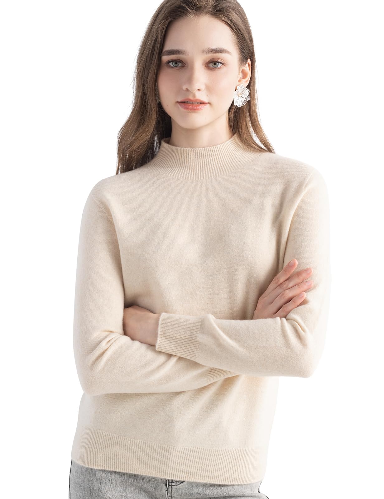 Chanyarn Womens 100 Pure Cashmere Sweater Mock Neck Long Sleeve Warm Leisure 2025 Fall Winter Knit Pullover