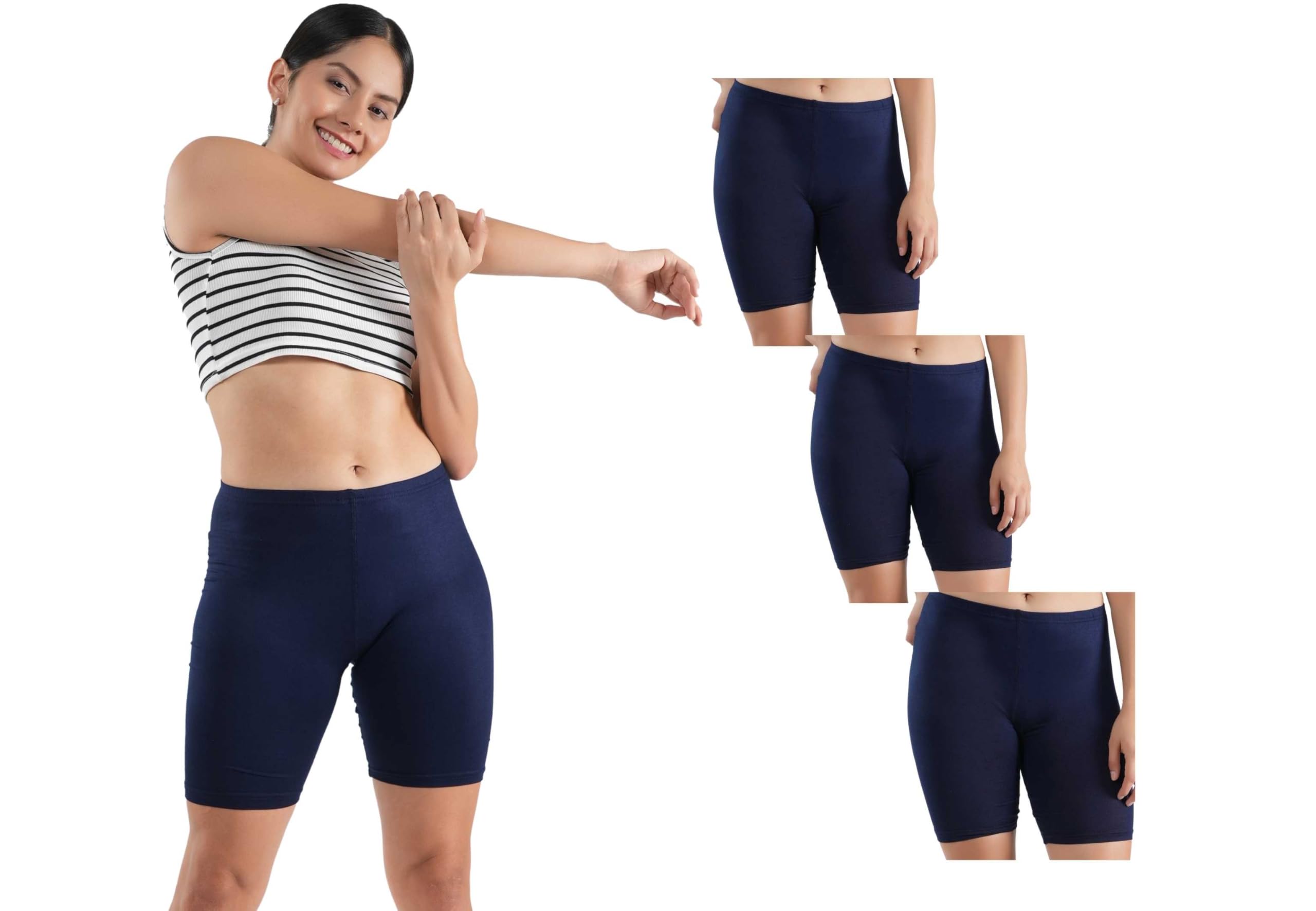 Women Viscose Lycra Cycling Shorts, Gym Shorts, Low Waist Shorts, Running Shorts, Sports Shorts for Active Lifestyle Pack of 3-image-34