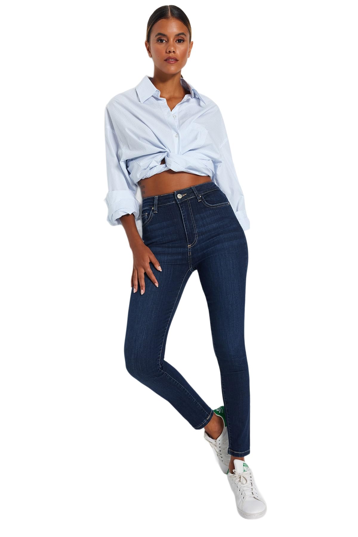 Trendyol Dark Blue Shaping Effect High Waist Skinny Jeans