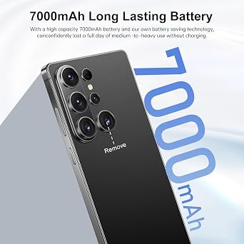 Huness S26 Ultra Unlocked Phone,Built in Pen The Phone,Cell Phone Battery 7000mAh 6.99 HD Screen,Android 15 16+512GB Smartphone,Dual SIM/5G/Face ID/Fingerprint Lock/GPS (Black, 16+512G)