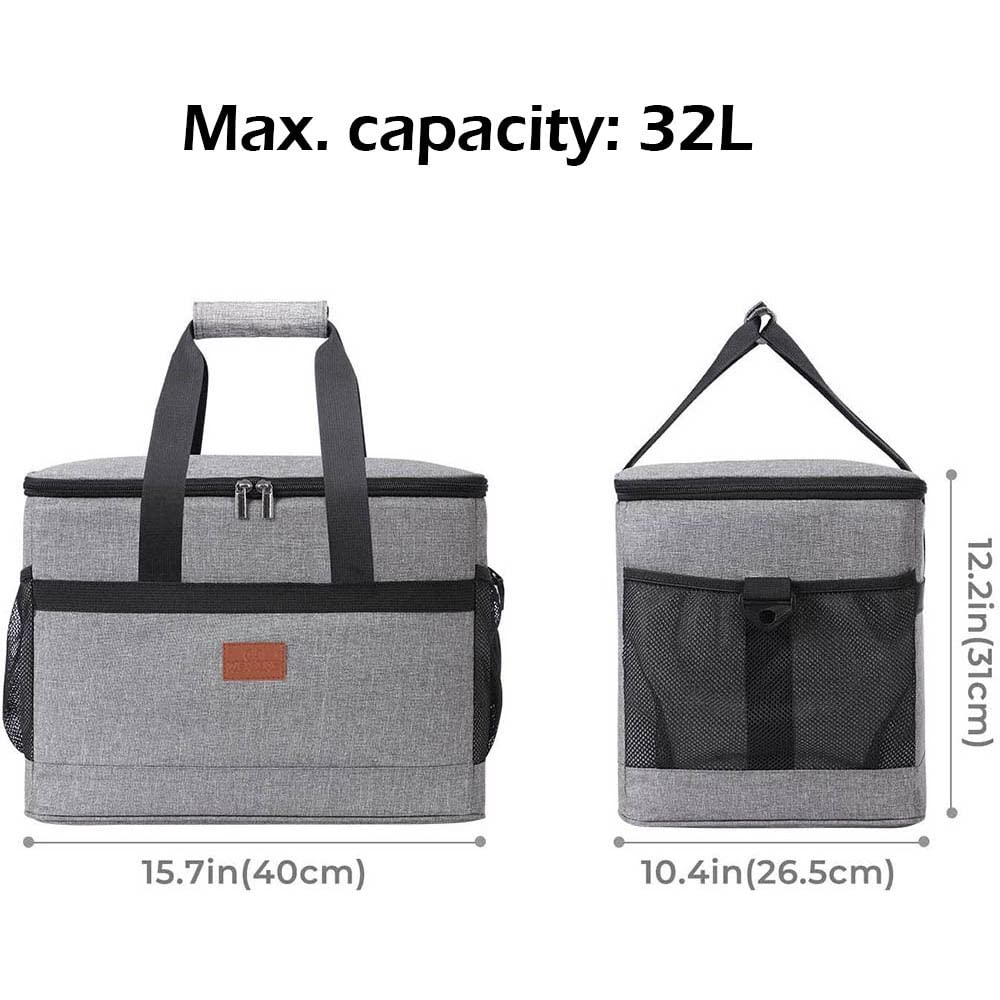 Bolsa térmica Suave de 32 litros - Fiambrera Grande con Aislamiento para Picnic para Acampar, Barbacoa - Actividades Familiares al Aire Libre - Forro rígido 40,5 * 26,5 * 31 cm