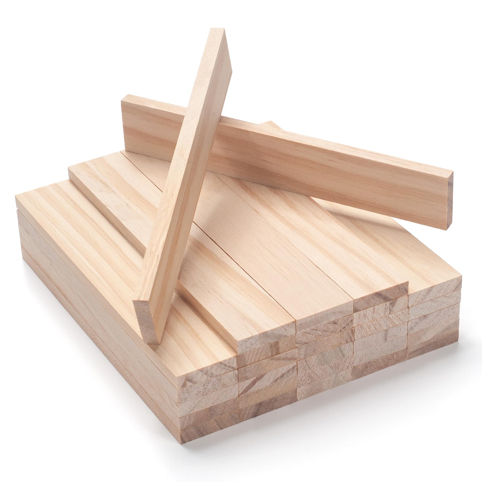 Wood Strips Slats Wooden Dowels for Crafts 1/4" × 1" × 6", 30 PCS Wood Trim Flat Lumber Boards Square Dowel Rods Wooden Sticks for Crafting, Woodworking, Model Making — image 1