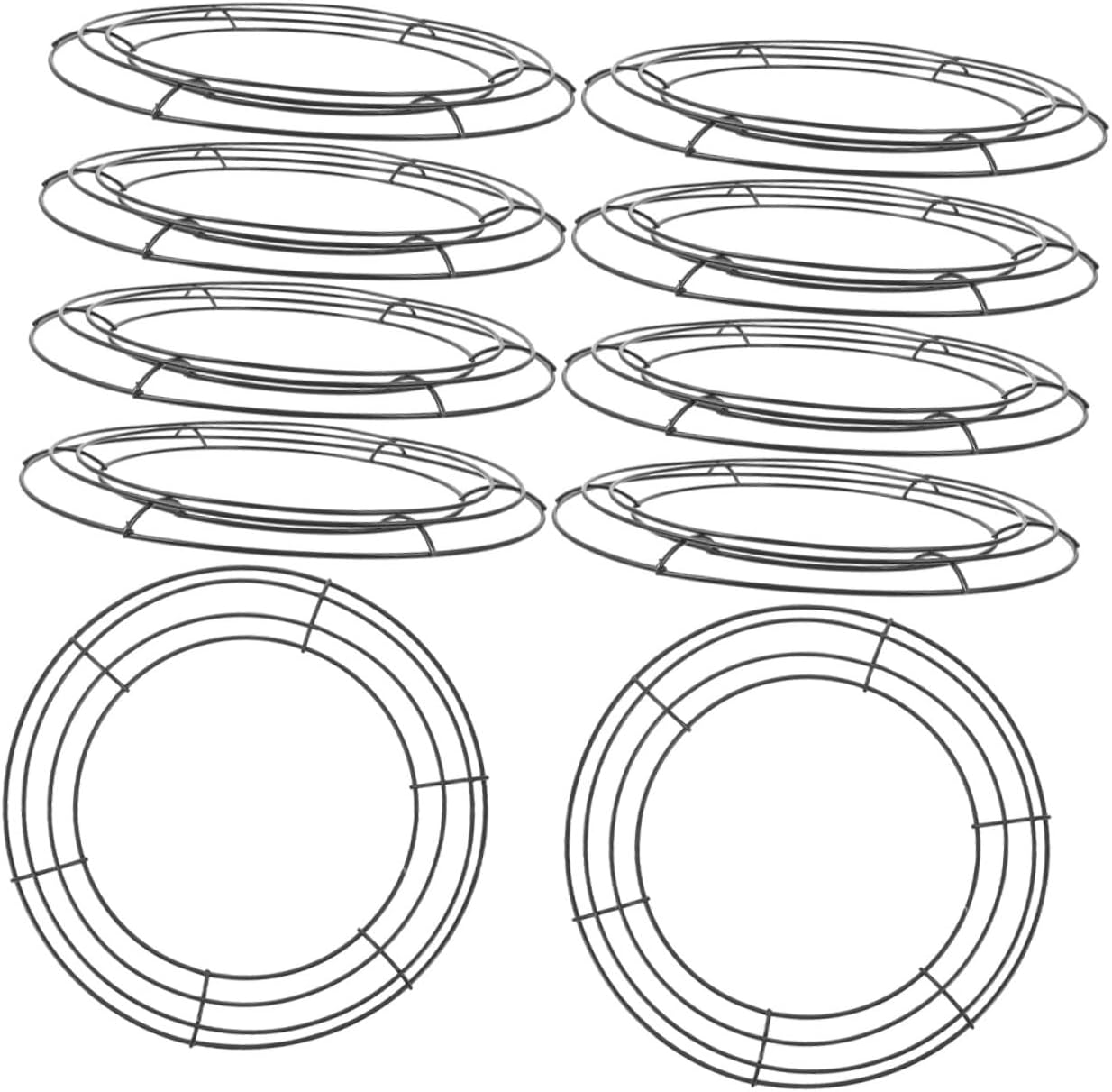 10pcs 12-inch Black Iron Wreath Rings Metal Wire Round Wreath Frames for DIY Garland Supplies Party and Holiday Decoration