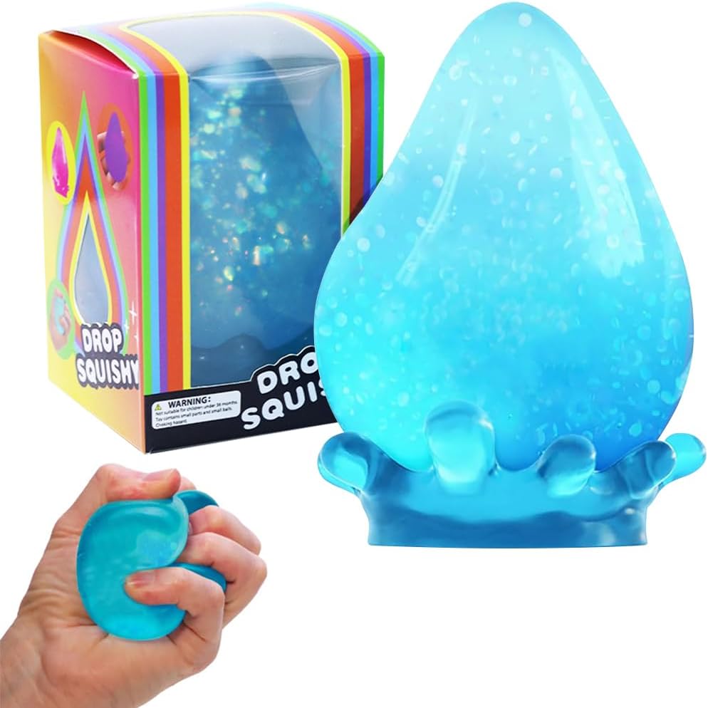 Sugar Fidget Toys Stress Relief Sensory Ball Sequin Sugar Ball Toys water Drop for Kids Adults, S-queeze Fidget Toys Squishy Stress Toy Anxiety Relief for Kids Adults Children Teens