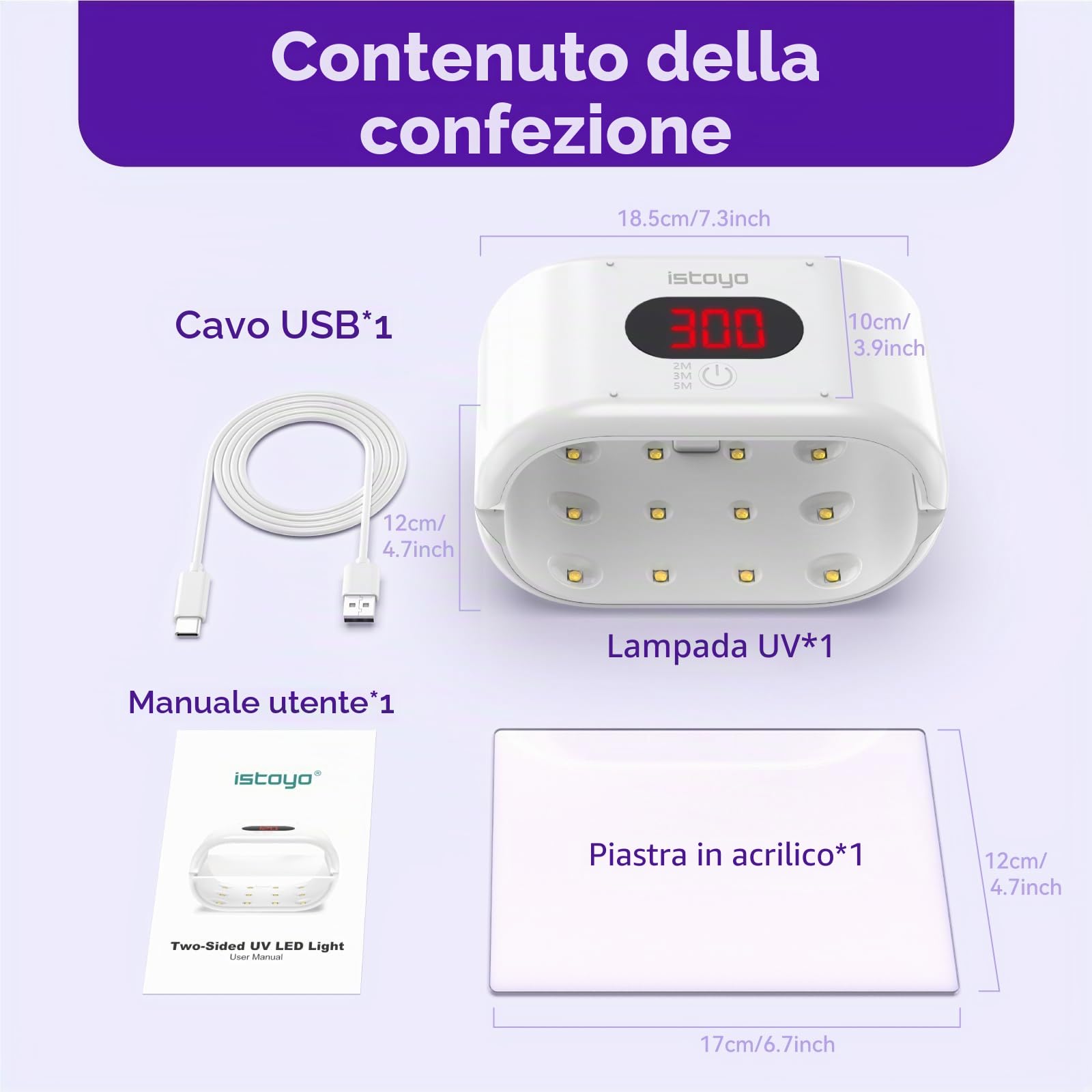 ISTOYO Luce UV in Resina su Due Lati con Display Digitale - Impostazione del Tempo Più Lungo (2 m, 3 m, 5 m) - Lampada Divisa e Grande per l'Indurimento della Resina