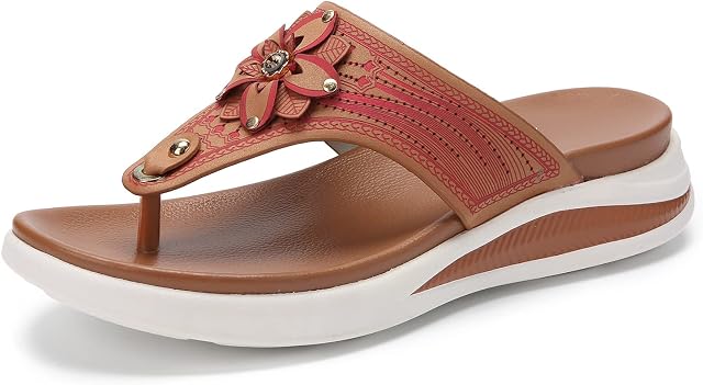 gracosy Womens Wedge Sandals Summer Clip Toe Post Flip Flops Platforms Slippers with Comfy Cushion Soft Sole Outdoor Bohemian Beach Vacation Walking Shoes Open Sandals Size