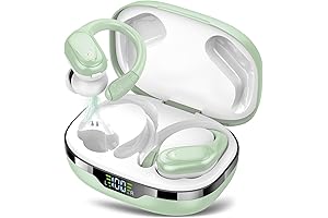 CASCHO True Wireless Stereo Earbuds Bluetooth 5.3, Green, with Digital Display, Earhook...