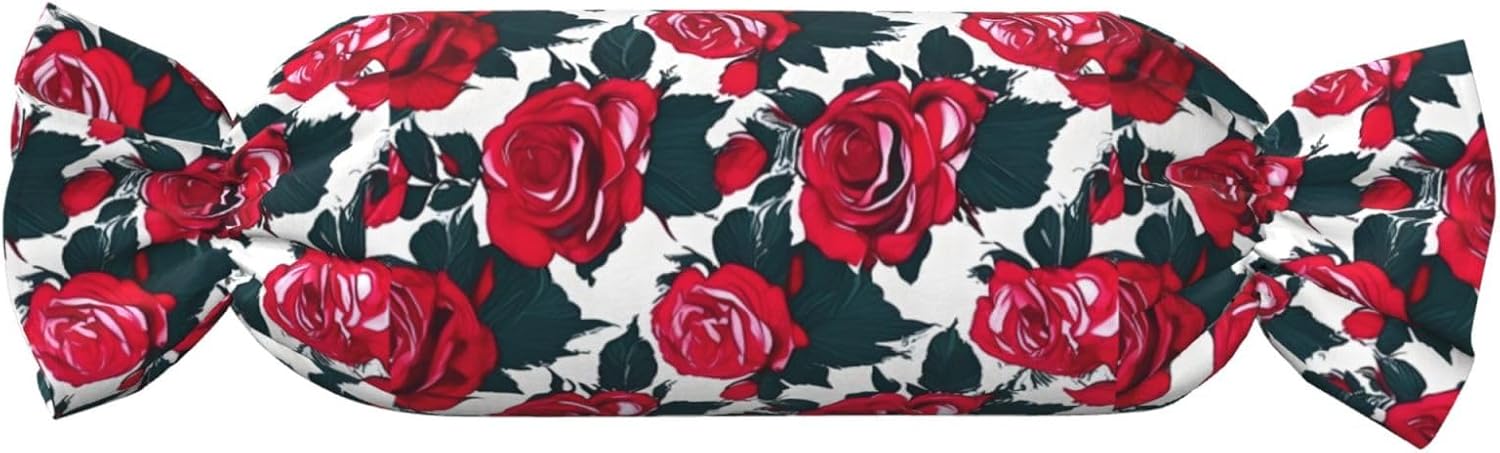 Rose Flower Floral Picture Print Candy Cylindrical Eco-Friendly Pillow Soft Velvet Living Room Bedroom Travel Decor