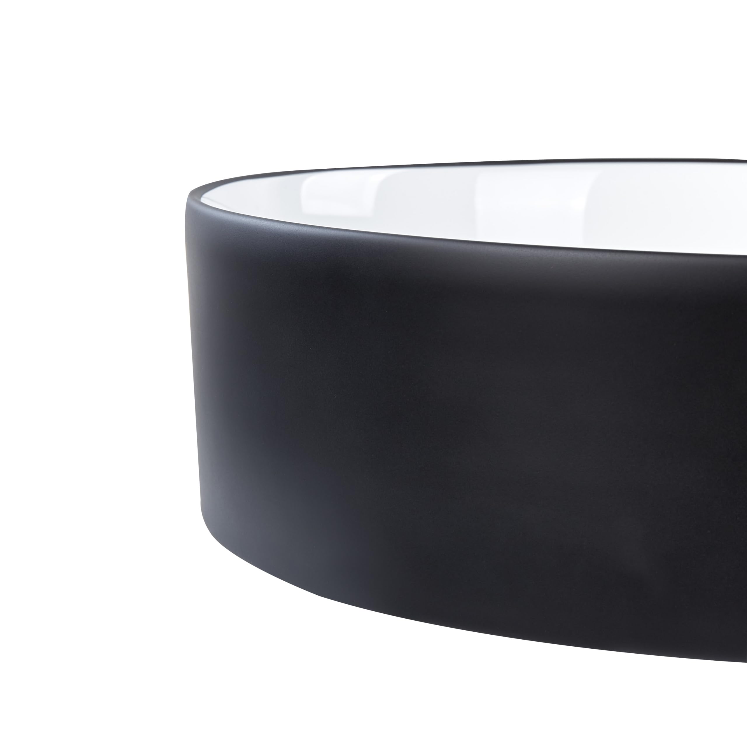 Umywalka nablatowa ceramiczna ⌀ 40 cm biało-czarna połyskujące wykończenie łazienka Tebar