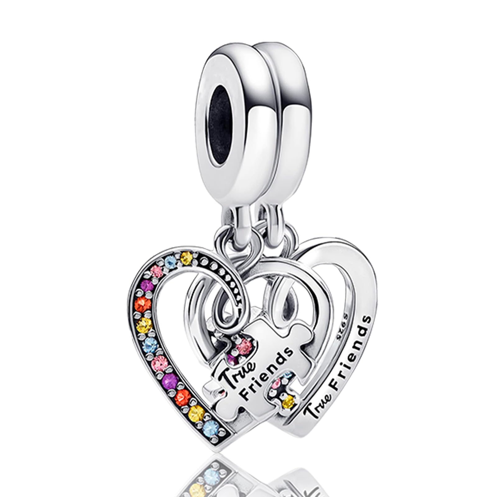 Charm Pandora Corazón Puzzle Amigos Verdaderos Regalo Día de la Madre Compatible con Pulseras Pandora Moments Detalle Emocional para Mamá