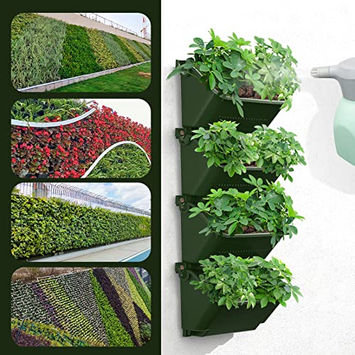 Ziaerkor Self-Watering Wall-Mounted Planter Indoor/Outdoor Decor, Wall Planter Indoor Vertical Living Green Wall With 4 Pots Easy Installation 12.9''X5.5'' X26.7'' #TOP4