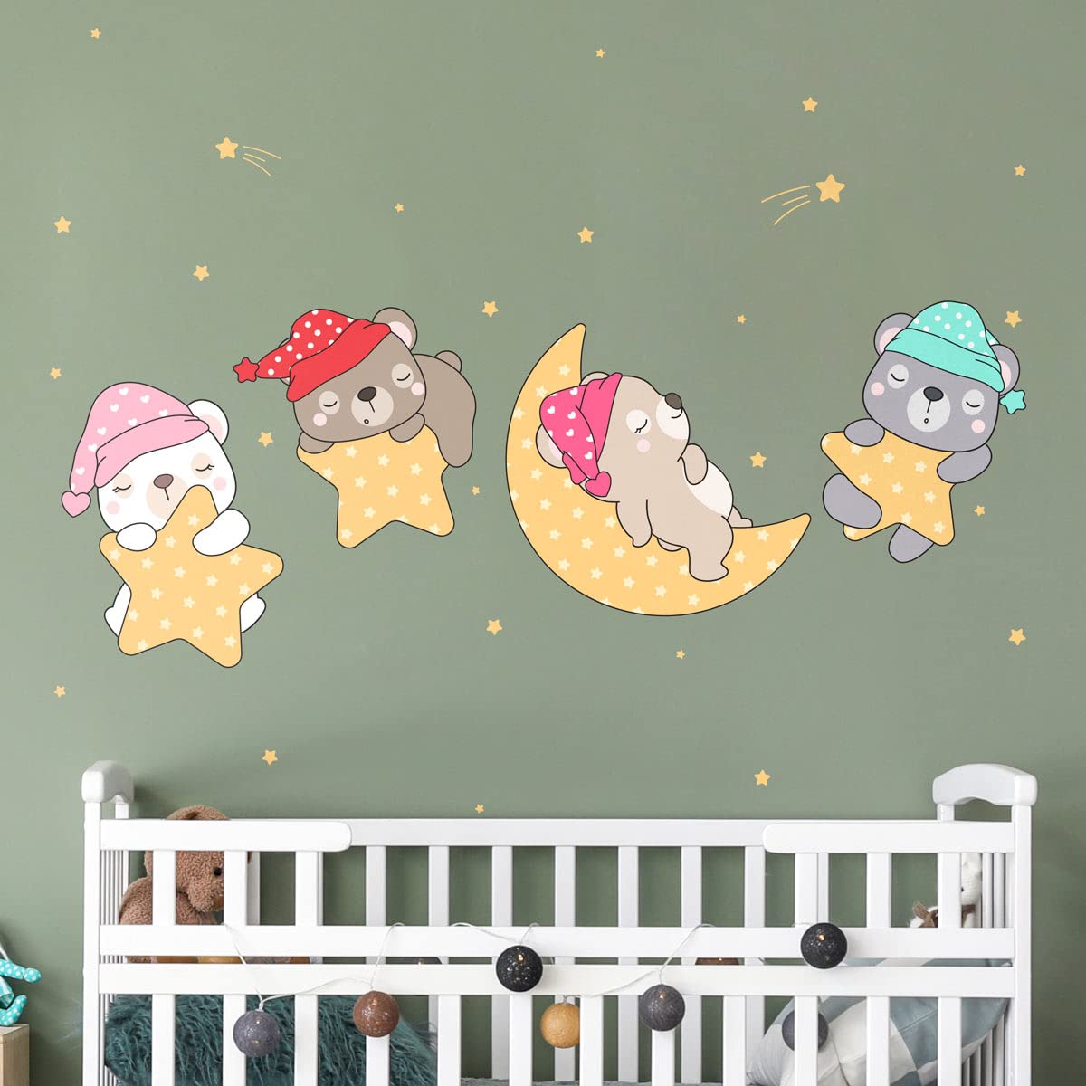 Children's Wall Stickers - Baby Room Decoration - Children's Bedroom Wall Sticker - Sleeping Bear in The Sky - H60 x L90 cm - Image 4