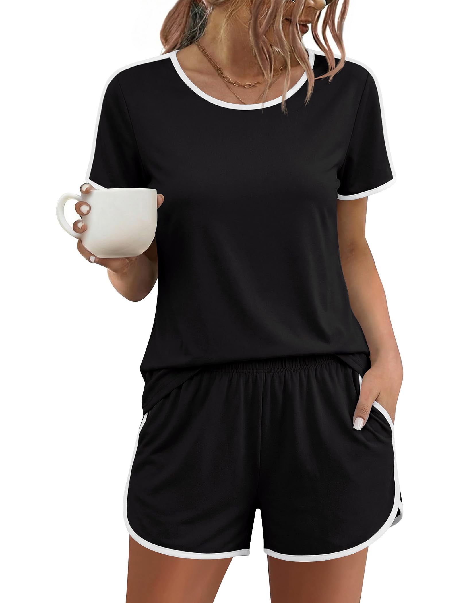 Womens Pajama Sets 2 Piece Soft Sleepwear Summer Lounge Sets S-XXL
