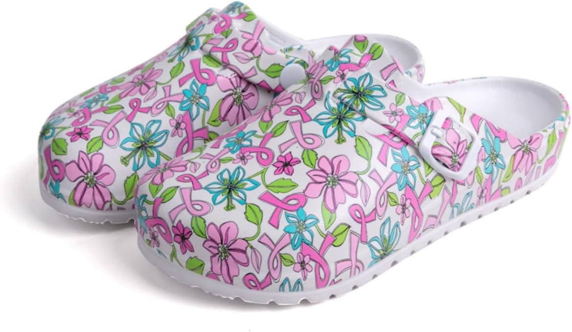 Women’s Garden Clogs – Lightweight Slip-On Shoes for Nurse, Kitchen, Beach & Home, Ladies Clogs in Print Design Walking Slippers