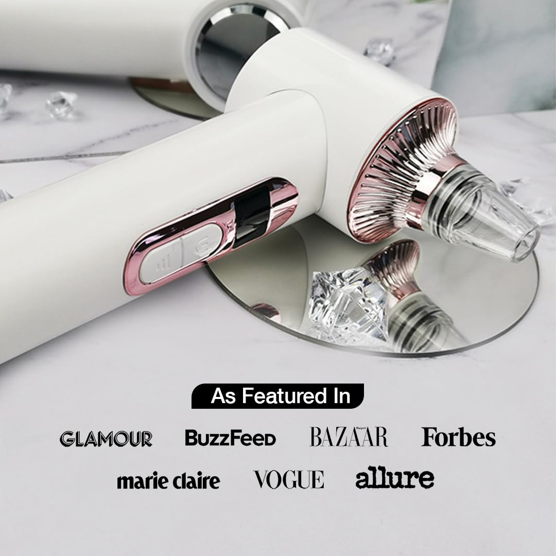 Aspiratore Punti Neri Vacuum Ricaricabile, 4-in-1 - Professionale Comedone Estrattore Elettrico, Rimozione di Punti Neri, Acne, Brufoli con impacco caldo/freddo e fototerapia - Clara (Bianco)