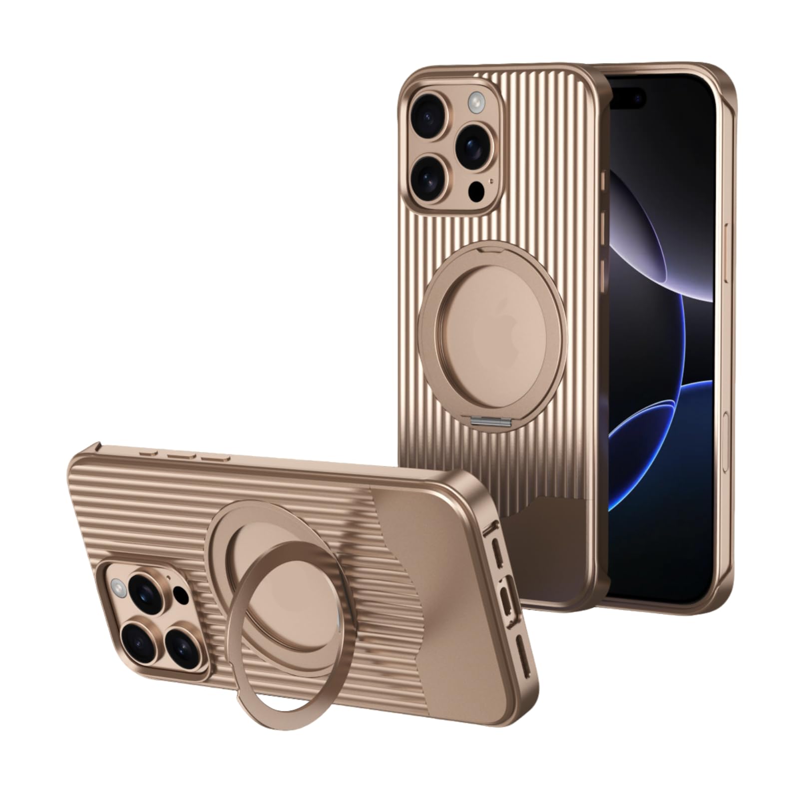 Coque iPhone 15 Pro Max MagSafe support antichoc or désert aluminium - 8
