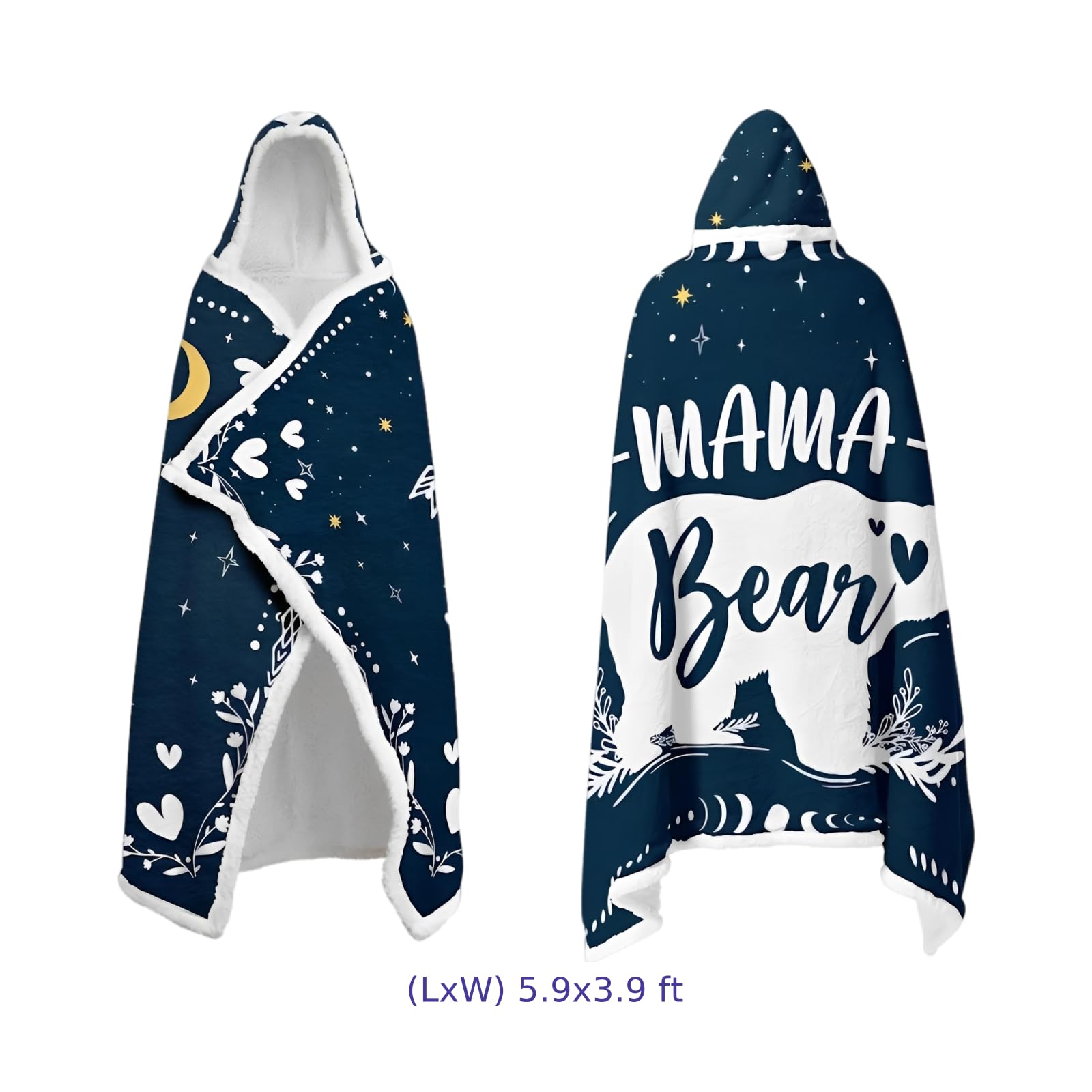 Przytulny koc z kapturem dla kobiet, 120 x 180 cm i 120 x 180 cm, flanelowa i jagnięca wełna do noszenia, przemyślany prezent dla mamy, na urodziny, Dzień Matki, córki, syna, męża, dziadka