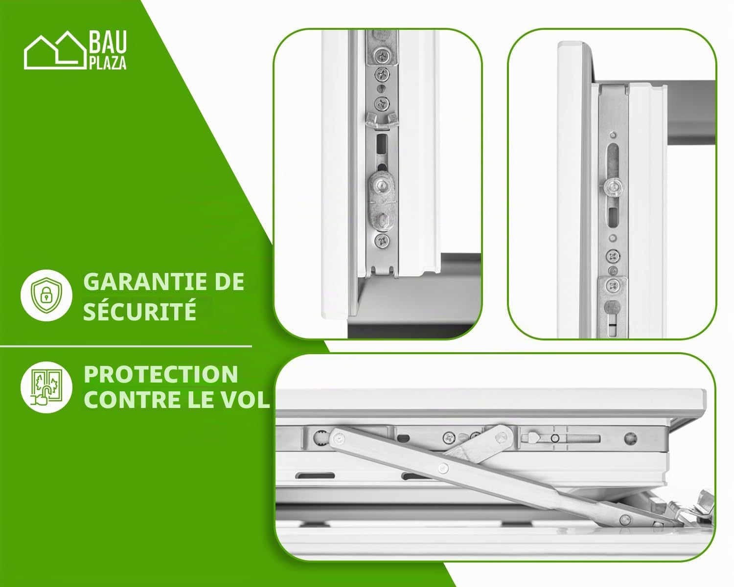 Fenêtre en PVC blanc double vitrage 4/24/4 LxH 50 x 50 cm d'ouverture Gauche Toutes les tailles 500 x 500 mm Oscillo-battant 1 vantail - BauPlaza